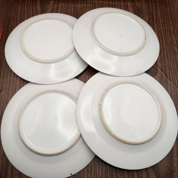 Vintage Porcelain Ribbon & Rose Plates Set of 4 (8") Cottagecore Shabby Chic - Picture 3 of 5